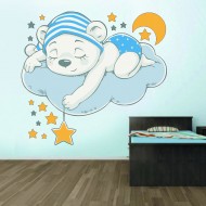 Αυτοκόλλητο τοίχου - Αρκουδάκι στα σύννεφα 03